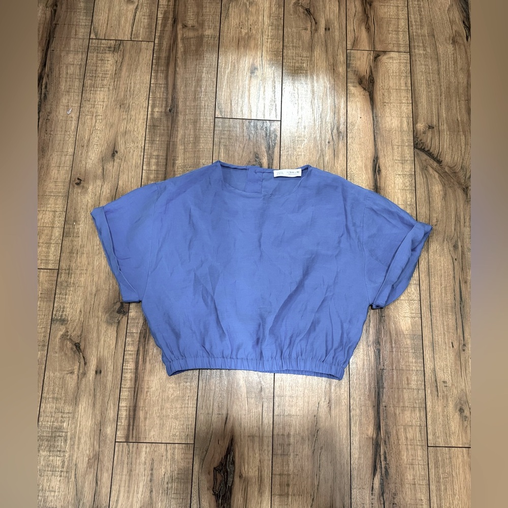 Zara Kids Cropped Blouse Blue 13-14y Girls